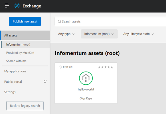 asset is published to Exchange