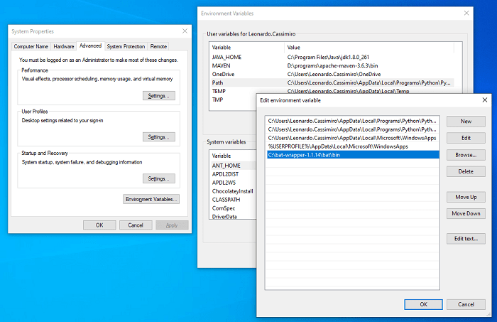 Windows variable PATH