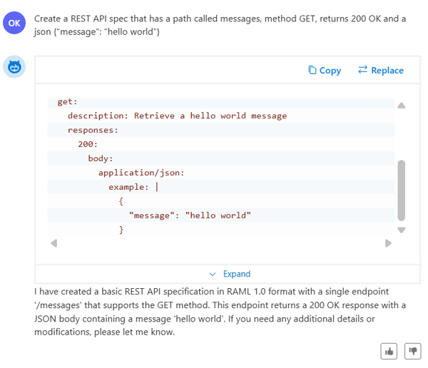 Close up of creating a rest API spec