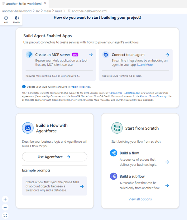 Dashboard showing different options for how to start building a project.