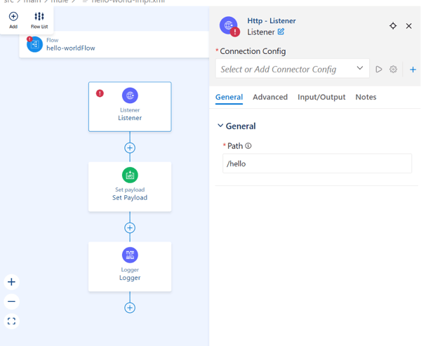 Example of adding the configuration manually.