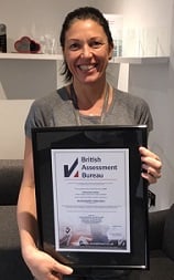 Paola Fulchignoni with our ISO certificate 2018