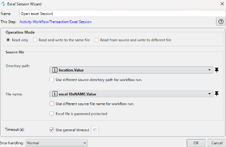 A snapshot of an excel session showing dynamic values