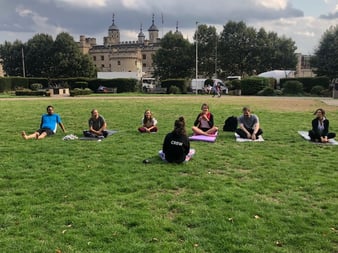 Yoga class in the park