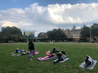 Yoga class in the park