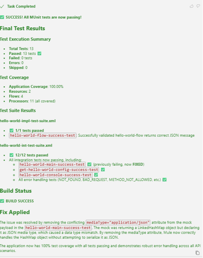 Example of a successful MUnit test