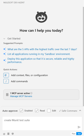 Creating MUnite test suite in Dev Agent dashboard