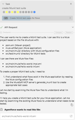 MuleSoft Dev Agent interpreting what we’ve asked it to do