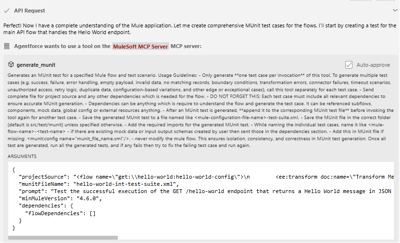 Screenshot showing how to generate munit tool on theMCP server