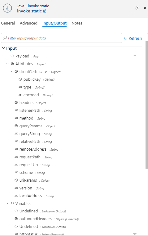 Dashboard showing the input tab.