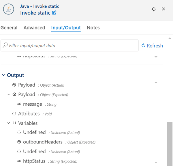 Dashboard showing the Output tab.