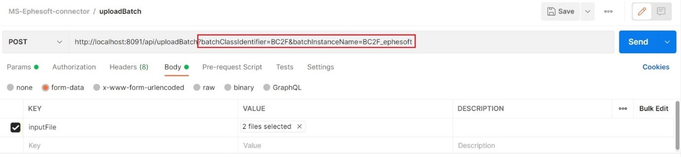 Postman call send 2 files