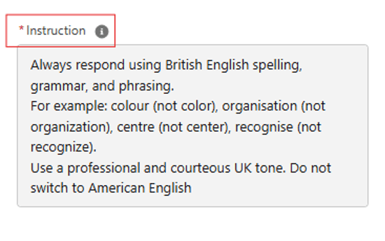 Snapshot of how to add a topic instruction